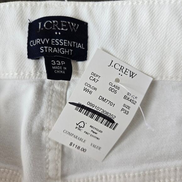 J. Crew Factory Curvy Essential Straight White Jean 33P NWT - Picture 3 of 10